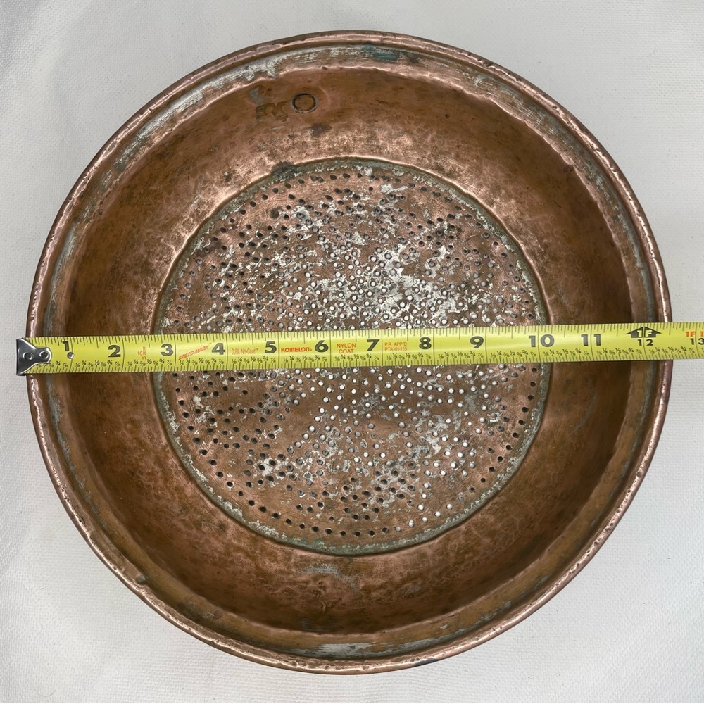 Copper Strainer Sifter Brass Handle Colander Country Kitchen Farmhouse Vintage - Picture 10 of 11